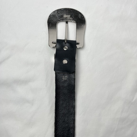 Kippy's Vintage Custom 1.5" Bezel Swarovski Crystals Leather Belt Silver Size 32 - Picture 9 of 10